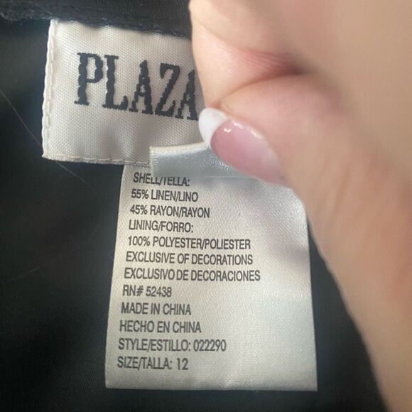 Vintage Plaza South Midi Skirt Black Beaded Fringe Boho Back Zipper Slit Size 12 - Picture 8 of 8